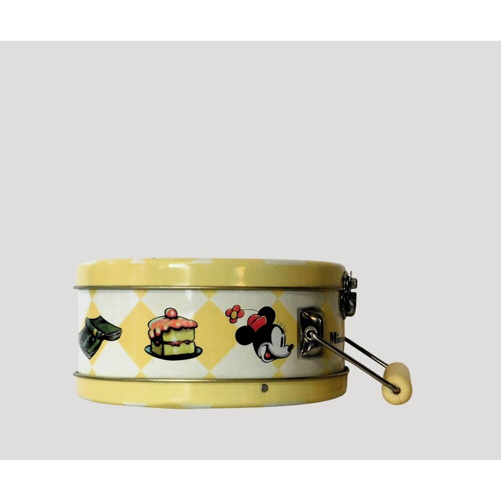 Disney Minnie Mouse Collectible Tin Mini Lunch Box Vintage 1998 Round Yellow 6x6 - Picture 2 of 12
